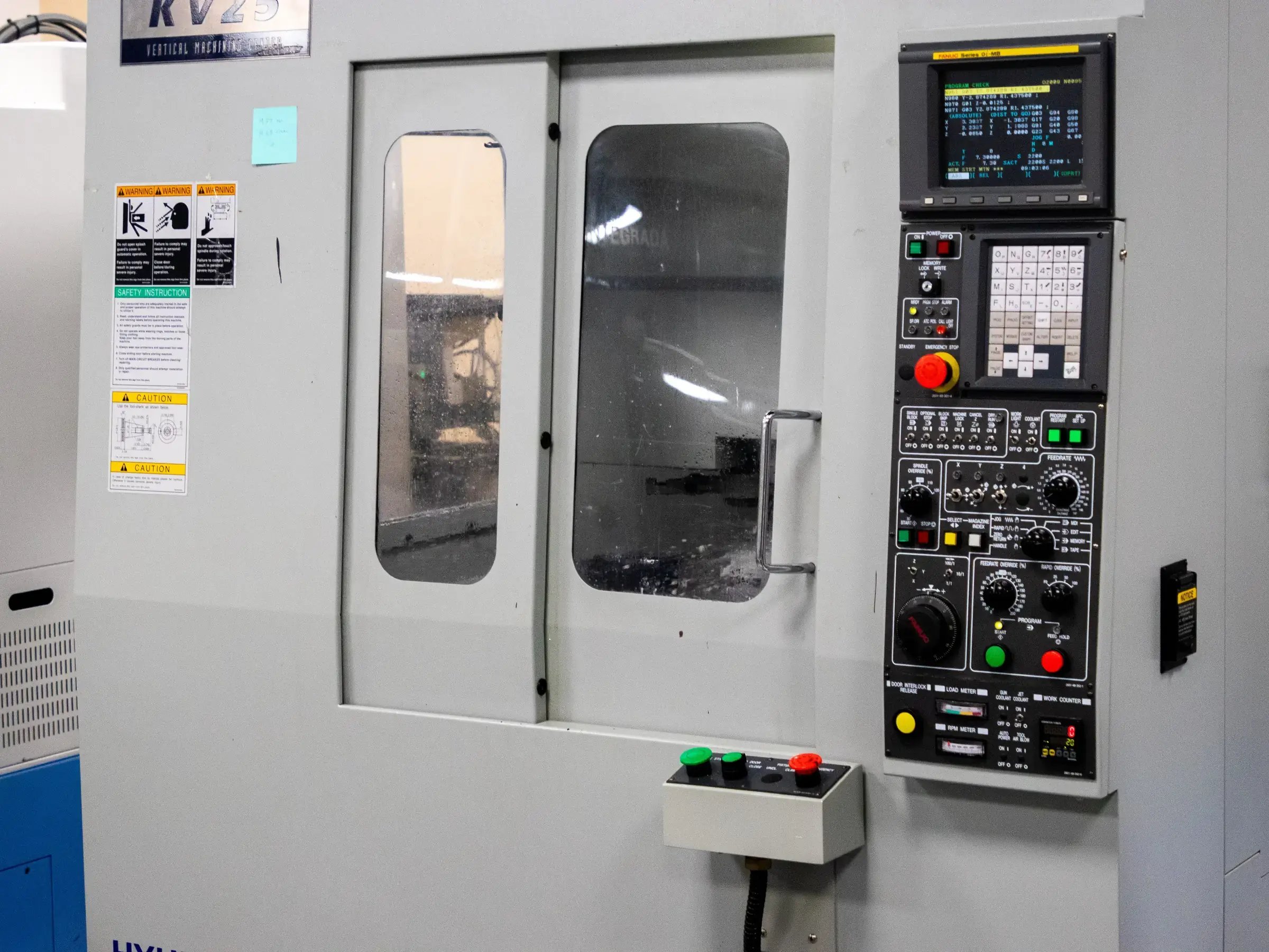 The control panel of a vertical machining centre